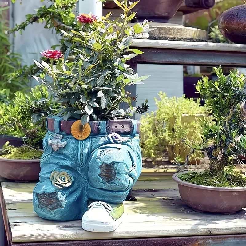 Resin Jeans Planter - Creative Indoor/Outdoor Decor (Set of 2)