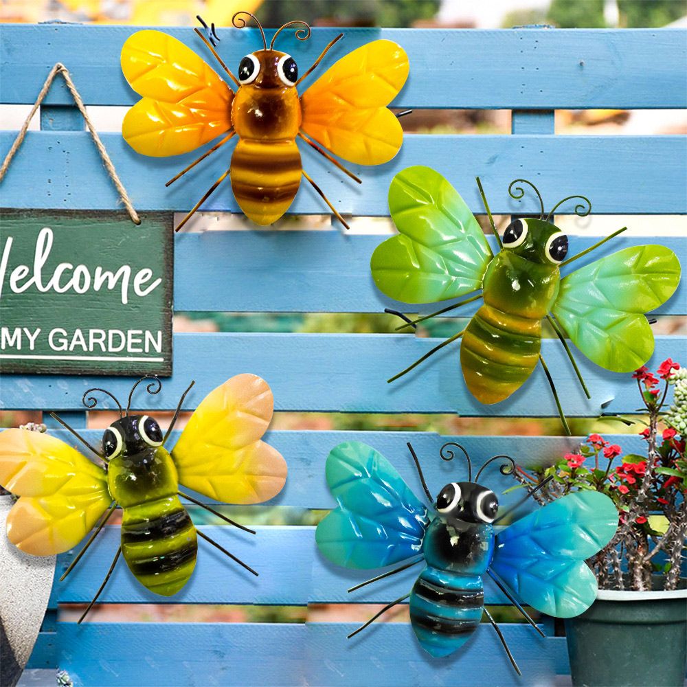 Metal Bee Wall Art Sculpture for Indoor & Outdoor Decor
