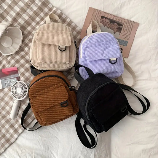 Corduroy Backpack/Small Cosmetic Bag