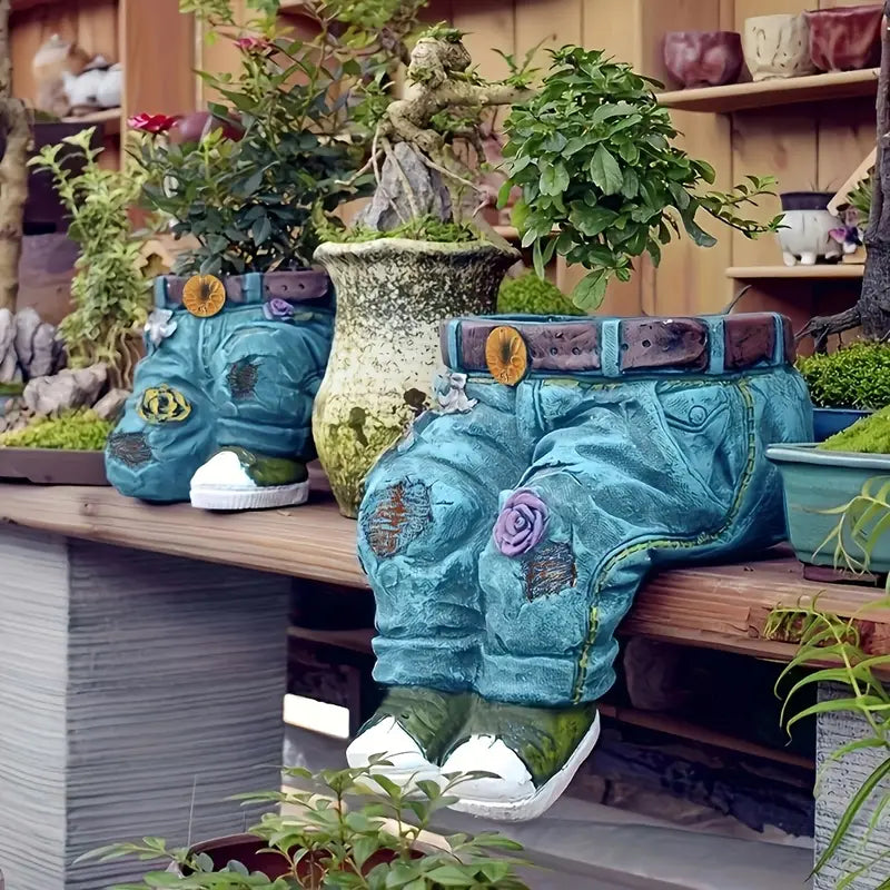 Resin Jeans Planter - Creative Indoor/Outdoor Decor (Set of 2)