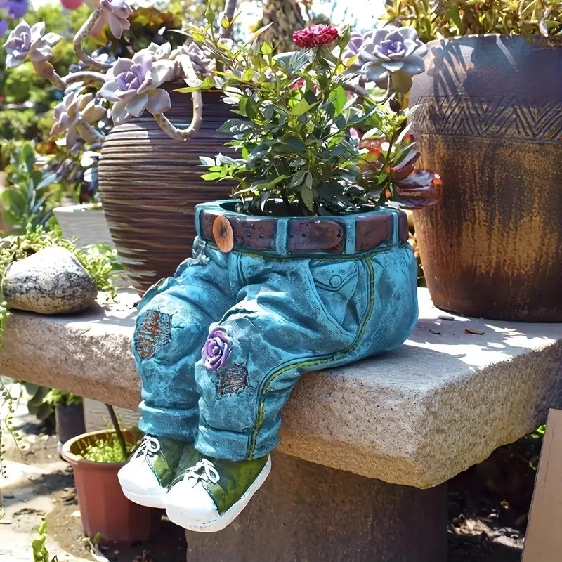 Resin Jeans Planter - Creative Indoor/Outdoor Decor (Set of 2)