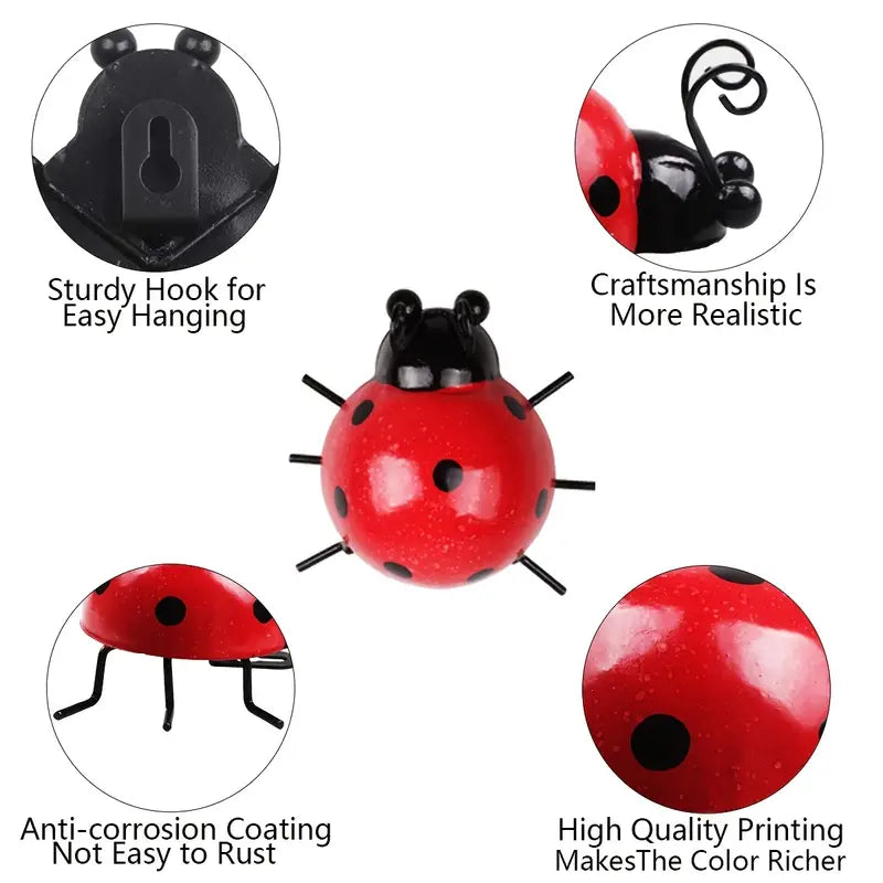 Metal Ladybug Wall Art for Indoor and Outdoor Decor